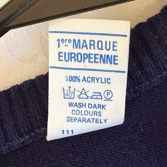 VTG Le Coq Sportif Colorblock Crewneck Sweater Made in UK 40” US M Retro Stripe - Picture 7 of 7